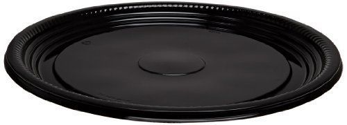 Caterline casuals plastic platter round tray, 12-inch, black, (25-count) for sale