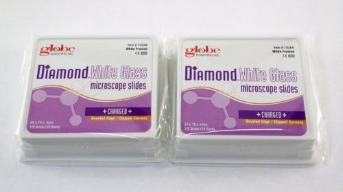 Globe Scientific Microscope Slides Diamond White Charged Beveled Clipped 144p