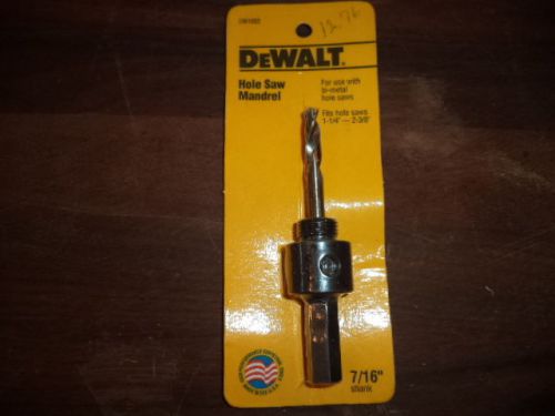 NEW DeWalt DW1802 Hole Saw Mandrel, Fits Hole Saws 1-1/4&#034; to 2-3/8&#034;, 7/16&#034; Shank