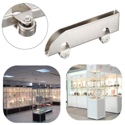 Showcase glass cabinet sliding door roller gear clamp steel wheel pulley track for sale