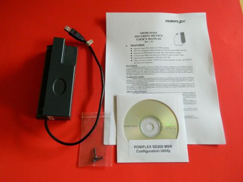 POSIFLEX  SD-200 Series MSR - Card Magnetic Stripe Reader, 2 Track, USB, WORKS !