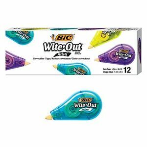 BIC Wite-Out Brand Mini Correction Tape White 12-Count