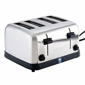 Brushed Chrome 4-Slice Commercial Medium Duty Pop-Up Toaster, 120V,