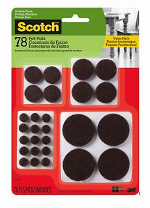 SP857-NA Felt Pads, Adhesive, Brown, Round, 78-Pk. Combo Pack - Quantity 6