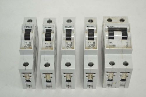 LOT 5 SIEMENS ASSORTED 5SX21-C2 5SX22-C16 230/400V-AC CIRCUIT BREAKER B352502