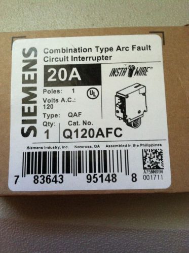 10 siemens q120afc - combination arc-fault breaker 20a for sale