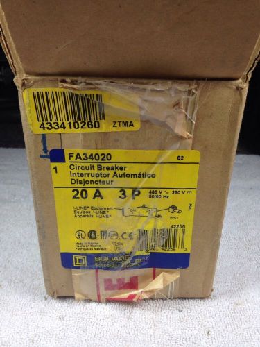 Square d fa34020 circuit breaker iline 3pole 20amp 480v new  1yr warranty! for sale