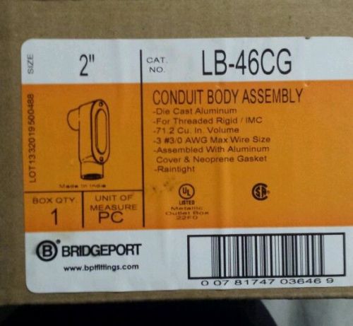 2 Bridgeport 2&#034;  Aluminum conduit body  LB-46CG