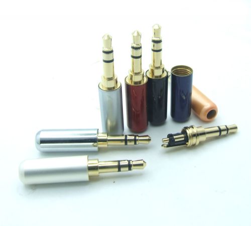 25PCS 7 color 24K Gilding 3-pin 1/8&#034; 3.5mm Stereo Metal socket Headphones Cables