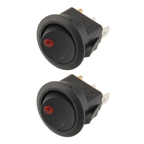 2pcs Red LED Lighted Dot Round Rocker Switch 3Pin 19mm Toggle Boat Vehicle