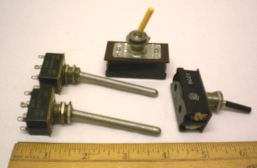 2 Arrow-Hart DPST Toggle Switches, &amp; 2 JBT Extra Long Bat Toggle Switches, USA