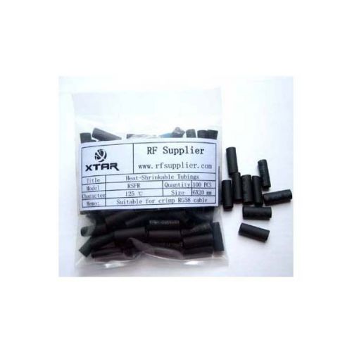 100 PCS Heat Shrinkable Tubings 6 X 20 mm for LMR195 RG58 cable Black