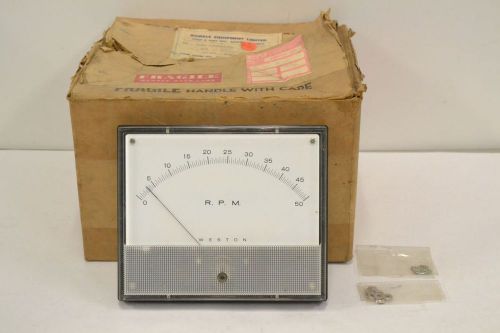 Weston electrical rpm tachometer 0-50 rpm 7-1/2in dial panel meter b313983 for sale