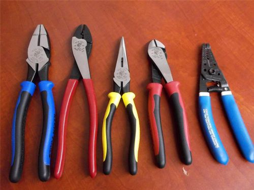 [A2] Lot of 5 KLEIN Electrical PLiers Tools 11055 1005  J200-9NE J248-8 J203-8N