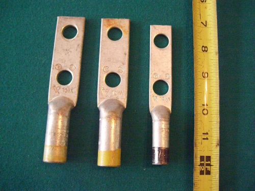 THREE - COMPRESSION LUGS - (2) 250MCM &amp; (1) 2/0 COPPER