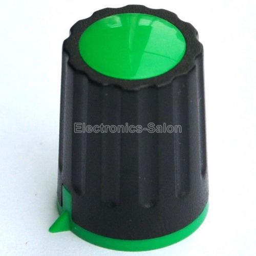 5x High Quality Knob, Black-Green, for 6mm 18 Teeth Shaft Pots.