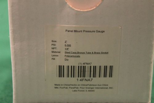 Grainger 1HJL1 Panel Gauge, Front Flange, 2 In, 300 psi