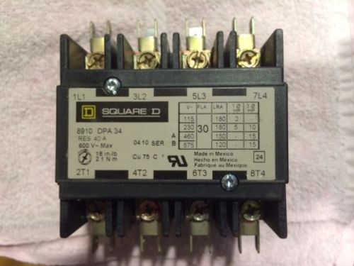 Square D 8910DPA34V02 Definite Purpose Contactor