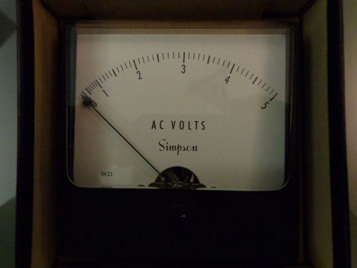 Simpson Model 1357 Panel Meter 0-5V AC, #10160