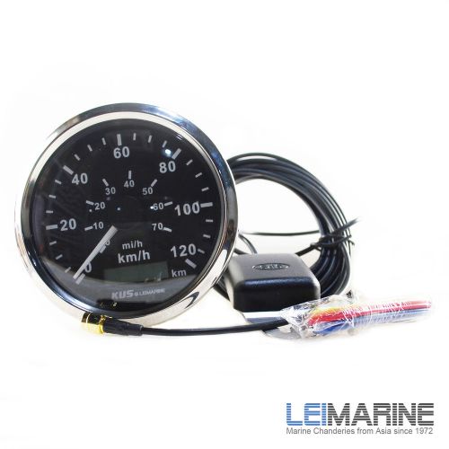 KUS GPS Stainless Steel Bezel Speedometer Gauge 12V/24V 85mm Marine Boat Black