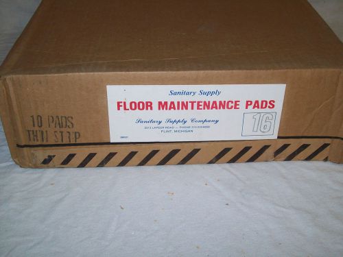 New case of 10 Sanitary Supply brand 16&#034; floor maintenance pads