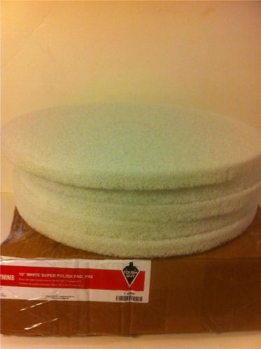 19&#034; FLOOR MAINTENANCE PADS (5) TOUGH GUY 6YMN8 WHITE SUPER POLISH PADS