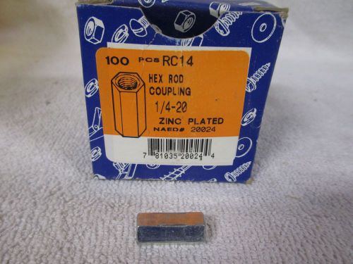 100 Pcs. 1/4&#034; Rod Coupling - Acorn #RC14 - Zinc Plated - NAED #20024 - NEW