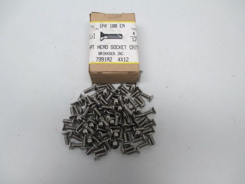 Lot 100 new brikksen 7991a2 4x12 flat socket head cap screw 4x12mm d265561 for sale