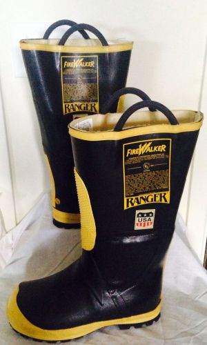 New Fire Walker Ranger USA Fire Fighter Rubber Bunker Boots Sz 8.5