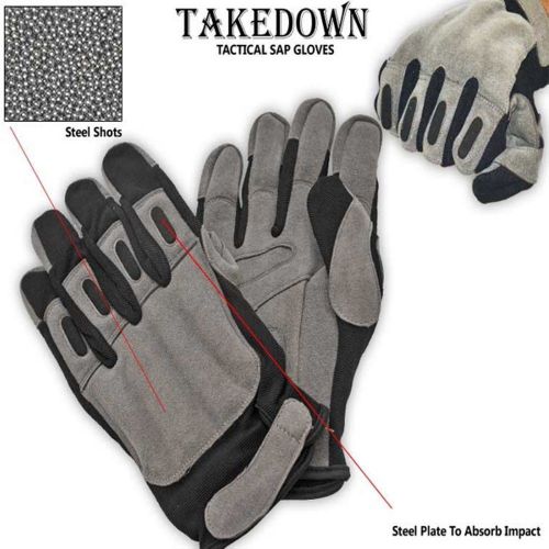 X-LARGE BLACK GREY TACTICAL SAP GLOVES LAW ENFORCEMENT POLICE TACTICAL GEAR