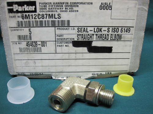 PARKER TUBE FITTINGS SEAL-LOK 6M12C87MLS STRAIGHT THREAD ELBOW 5 PCS NOS L@@K !