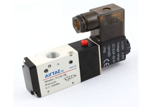 DC 24V 3V210-08 2 Position 3 Way 1/4 PT Air Pneumatic Solenoid Valve