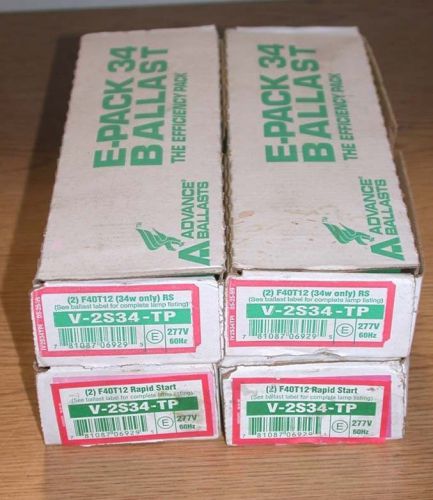 LOT OF 4 Advance Ballast V-2S34-TP Rapid Start Ballast 277V60Hz NEW NOS Free S&amp;H