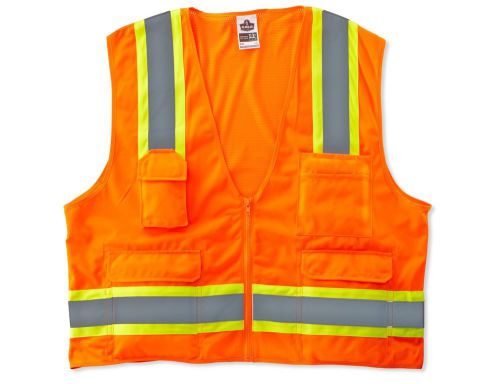 Ergodyne  8248Z Class 2 Two-Tone Surveyors Vest, 4X-Large/5X-Large, Orange New