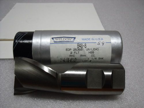 1-1/2&#034; x 1-1/4&#034; x 1-5/8” x 4-1/8&#034; 2 FL B48-8 Weldon Tool End Mill-W59