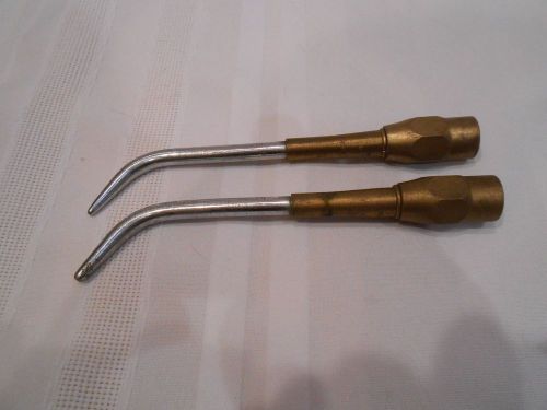 LOT OF 2 &#034;OXWELD W-29&#034; WELDING BRAZING TIPS &amp; BRASS COUPLINGS ~ SIZE 4 &amp; SIZE 9