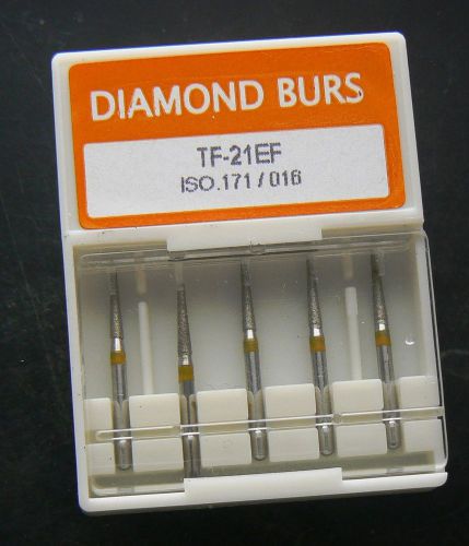 5 NEW Dental Diamond Burs Tapered TR-21EF High Fast Speed ISO 171/016