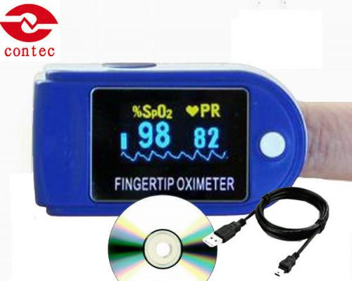 Contec ce fda nwe cms_50d+ fingertip pulse oximeter spo2 usb cd sw 24h recorde for sale