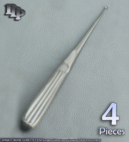 4 Pcs SPRATT BONE CURETTES 0000 ENTSurgery Veterinary Surgical DDP Instruments