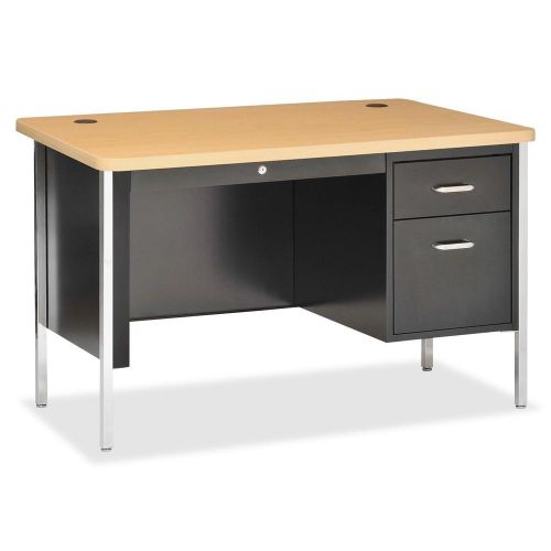 Lorell LLR41297 Fortress Single Ped Maple Teacher&#039;s Desk