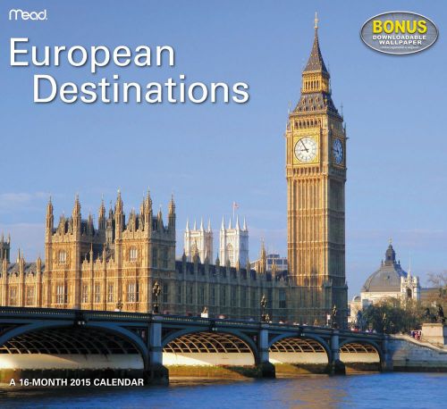 2015 16-Month EUROPEAN DESTINATIONS Wall Calendar NEW SEALED France London UK