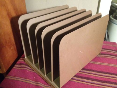 Vintage Mid Century Metal Paper File Desk Organizer Industrial 5 Slot