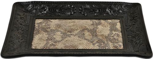 3d valet medium tray leather tooled floral snake print black hd112 for sale