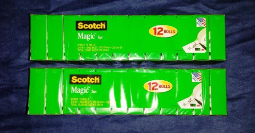 24 Rolls of Scotch Magic Tape - 3/4 in x 1000 in/Roll, Total of 24,000 in