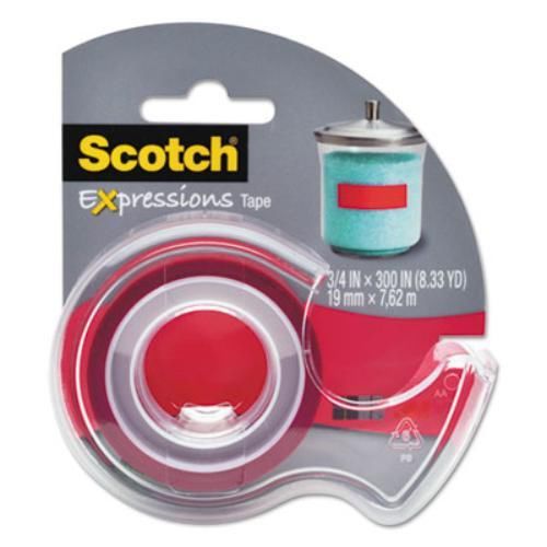 3m c214redd expressions magic tape with dispenser, 3/4&#034; x 300&#034;, red for sale
