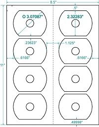 Compulabel® Mini CD Disc Labels, 3.07&#034; x 2.32&#034;, 8 Sheet