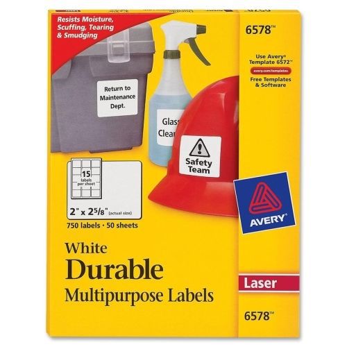 Avery Permanent Durable I.D. Label -2&#034;Wx2.62&#034;L - 750/Pk - Laser - White