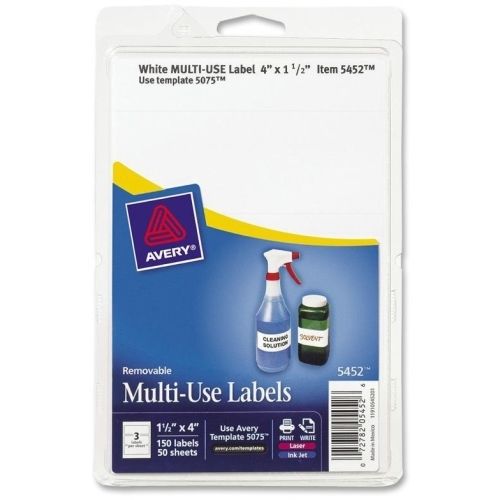 Avery handwritten removable id label - 4&#034;wx1.5&#034;l - 150/pack - white for sale