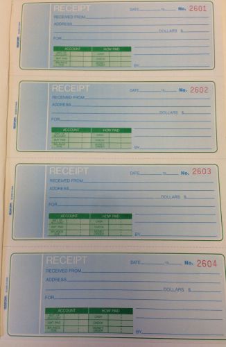 3 Money Receipt Books Rediform 8L806, Carbonless, 2 Pt NCR  Older Style