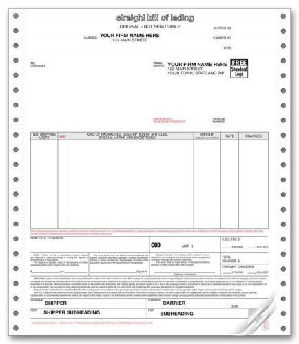 Bills of Lading, 3-Part Triplicate Continuous, 2000 Quantity